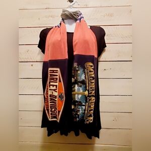 Upcycled Harley-Davidson Golden Spike Tshirt Scarf